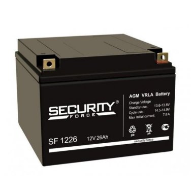 Фотография товара 'Gigalink Аккумуляторная батарея Security Force SF 1226 (12V / 26Ah), SF1226'