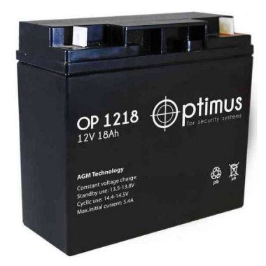 Фотография товара 'Gigalink Аккумуляторная батарея Optimus OP 1218 (12V / 18Ah), OP1218'