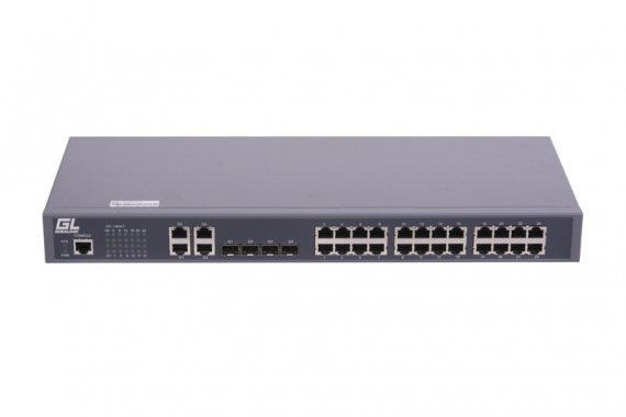 Фотография товара 'Gigalink Управляемый коммутатор L2 24 Base-T 10/100Mb/s портов, 4 Combo TX/SFP 1000Mb/s GL-SW-F201-28'