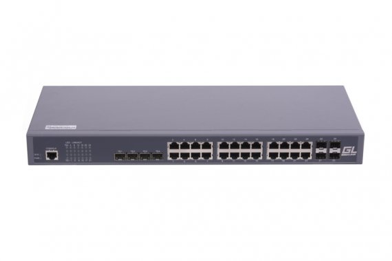 Фотография товара 'Gigalink Управляемый коммутатор L2 24 BASE-T 1000Mb/s портов, 4 Combo TX/SFP 1000Mb/s, 4 10G SFP+ GL-SW-G201-28TC'