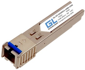 Фотография товара 'Gigalink Модуль SFP, WDM, 1Гбит/c, одно волокно SM, SC, 24 дБ (до 80 км) (GL-3080T) GL-OT-SG24SC1-1490-1550'