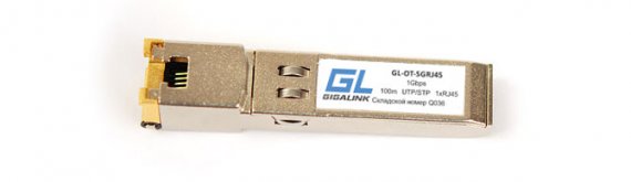 Фотография товара 'Gigalink Модуль SFP, 100/1Гбит/c, UTP, RJ45, до 100 м, до -40C GL-OT-SGRJ45-I'