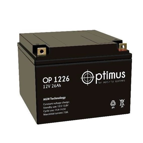 Фотография товара 'Gigalink Аккумуляторная батарея Optimus OP 1226 (12V / 26Ah), OP1226'