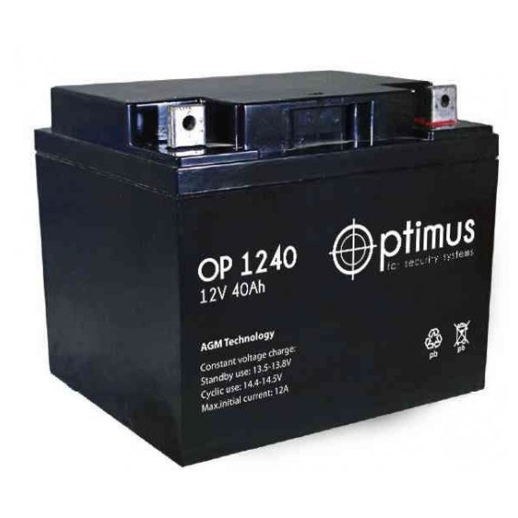 Фотография товара 'Gigalink Аккумуляторная батарея Optimus OP 1240 (12V / 40Ah), OP1240'