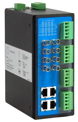 Фотография товара 'Gigalink Промышленный управляемый коммутатор, 4*10/100Base-T, 4*100Base-FX (ST), MM2км/SM20км, 4*RS-232/422/485 GL-SW-F206-12STRS'