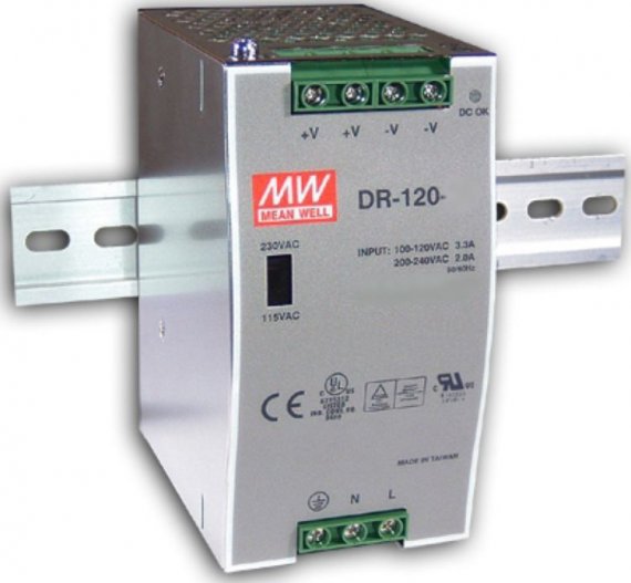 Фотография товара 'Gigalink Блок питания Mean Well DR-120-24, 24B,5A, 120Вт, DR-120-24'